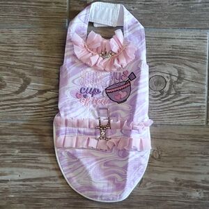 Homemade Charming Pink Ruffled Dog Dress, Size X Small